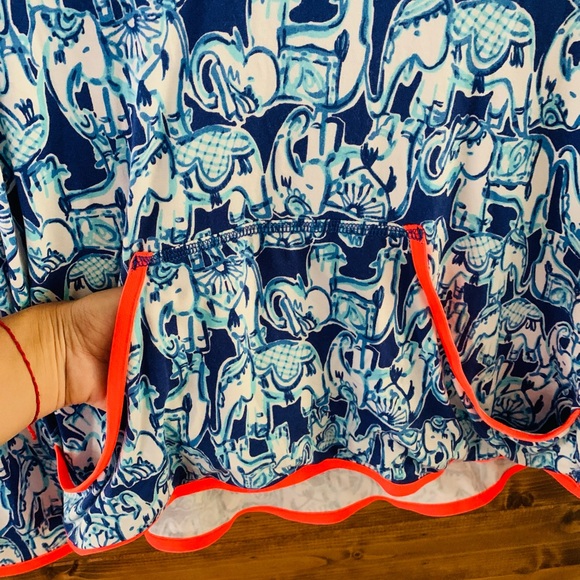 Lilly Pulitzer Gabi Luxletic Popover Hoodie UPF 50+ Small Get Trunky Elephant - Picture 4 of 5